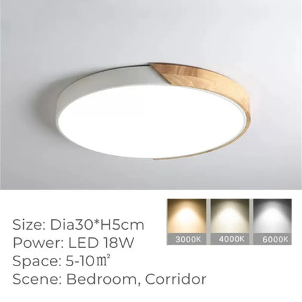 Plafonnier LED rond ultra-fin effet grain de bois — LZ4X9P2Q