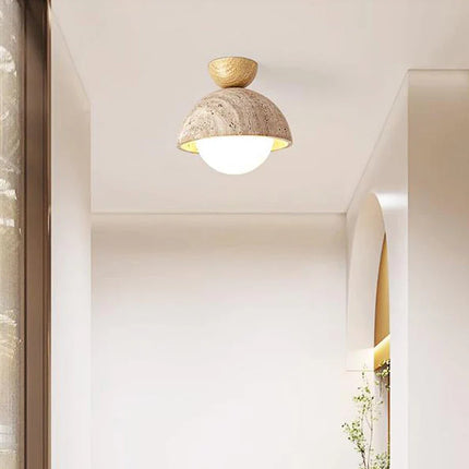 Plafonnier LED scandinave en travertin style wabi sabi marbre — LZ4X9P2