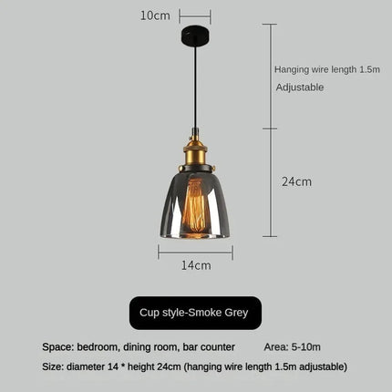 Suspension vintage en verre fumé pour loft et restaurant — LZ4X9P