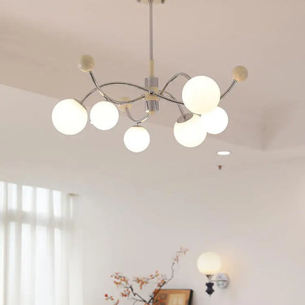 lustre à led en verre et fer pour décoration intérieure
