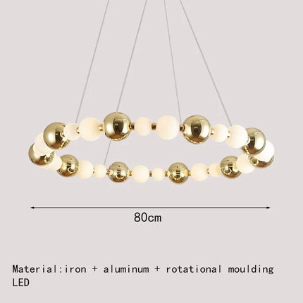 Lustre LED boule acrylique avec anneau doré et fils réglables — LZ4X9P2