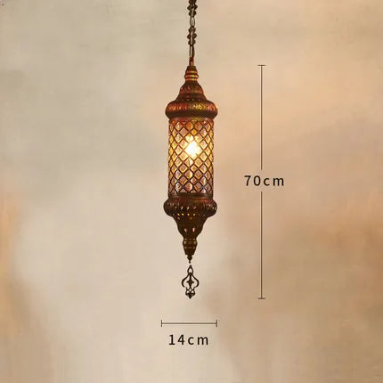 Lustre industriel rétro en fer avec verre coloré pour établissements asiatiques — LZ7XQ2