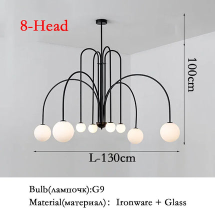 Suspension moderne en verre lait magique forme haricot — LZ4X9P2