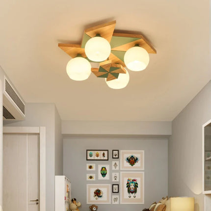 Plafonnier moulin à vent en rondins style rétro nordique pour chambre d’enfant — LZ4X9T2