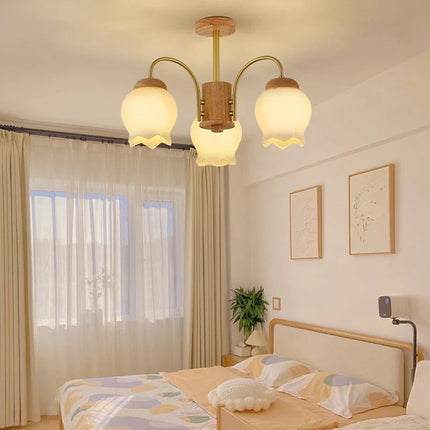 Lustre en bois avec éclairage LED pour chambre d’enfant moderne — LZ4XJ9