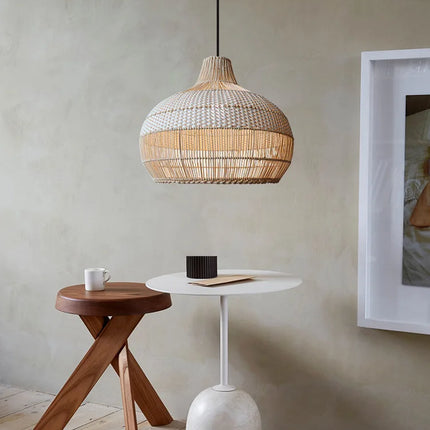 Suspension tissée à la main style rétro pour salon et salon de thé LED — LZ4X9P2