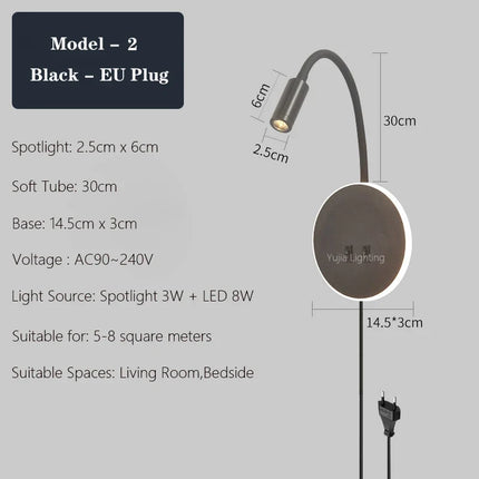 Applique murale LED moderne avec ports USB et interrupteur intégré — LZ4X9T1