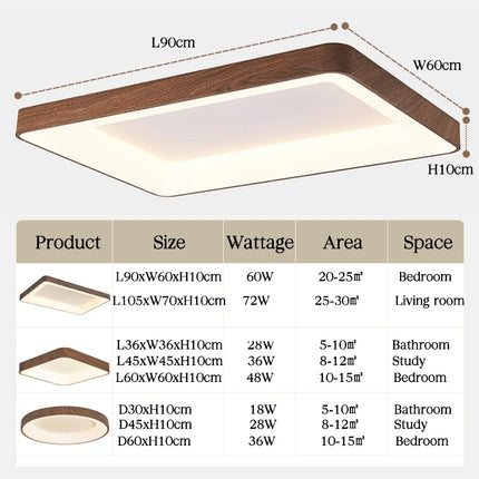 Plafonniers LED imitation bois formes rond, rectangle et carré — LZ4X9P