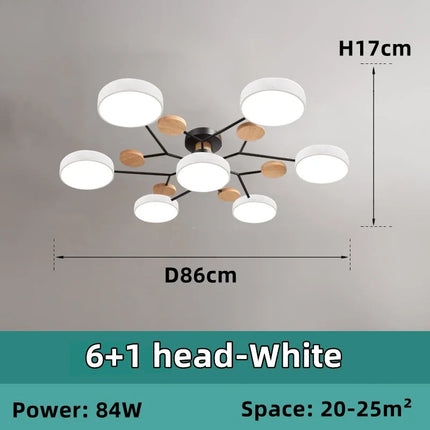 Lustre LED en bois style nordique pour plusieurs pièces — LZ4X9T
