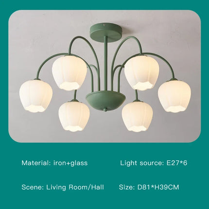 Lustre en verre à pétales pour décoration intérieure kawaii — LZ4X9T