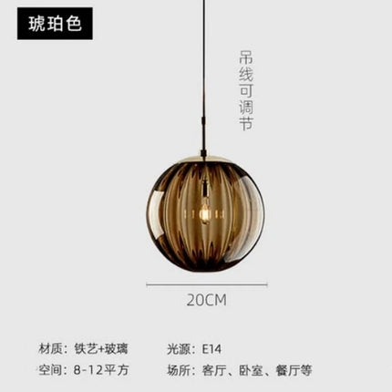 Lustre suspension en verre coloré effet grain d’eau nordique — LZ4X9P