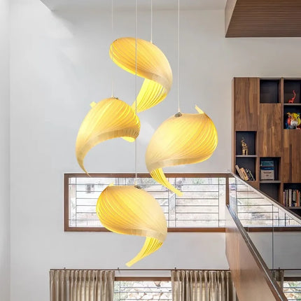 Lustre suspension nordique en bois style wabi sabi rétro — LZ4X9T2
