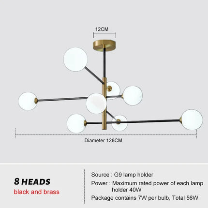 Lustre nordique en cuivre avec verre créatif et forme haricot — LZ4D9XQ