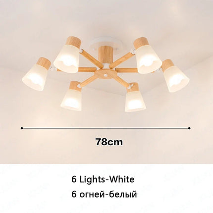 Lustre suspension nordique en verre et bois naturel — LZ4X9J