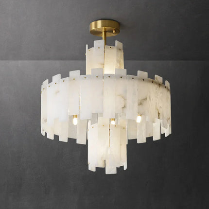 Lustre suspension LED postmoderne en marbre naturel pour villa — LZ4X9J