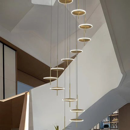 Lustre suspension LED créatif en acrylique doré style nordique — LZ4X9M
