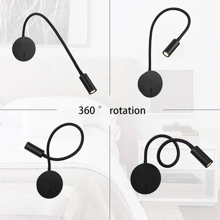 Applique murale LED liseuse 3W avec interrupteur blanc et noir flexible — LZ4X9T2