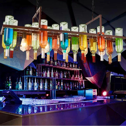 Lustre suspension vintage en verre bouteille pour bar et café E27 LED — LZ4X7M