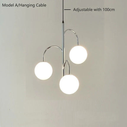 Lustre suspension boule en verre style scandinave avec câble — LZ4X9M