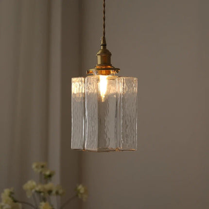 Suspension LED vintage en verre et laiton style japonais — LZ4P9XQ
