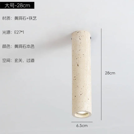 Plafonnier cylindrique en pierre au style japonais minimaliste rétro — LZ4X9T2