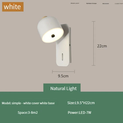 Applique murale nordique rotative avec interrupteur intégré pour éclairage intérieur — LZ4X9T2