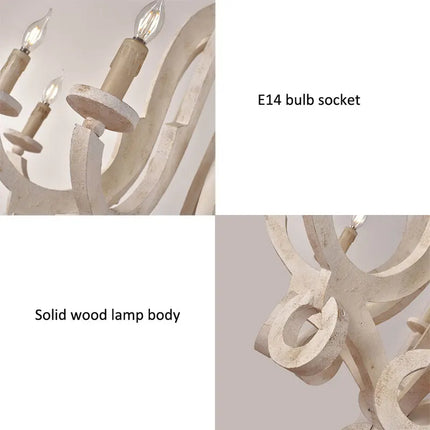 Lustre en bois massif style américain pour divers espaces — LZ4D9Q2