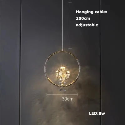 Lustre LED en verre avec ceinture en cuir rétro moderne — LZ4P9XQ