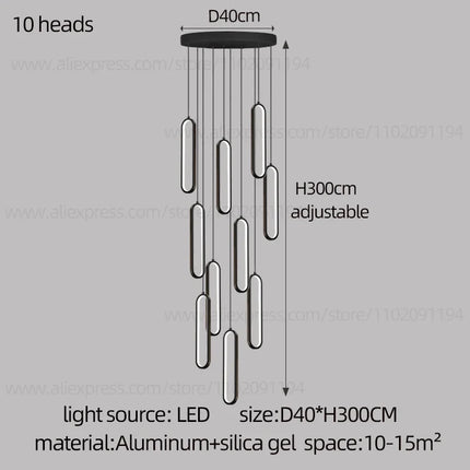 Lustre ovale LED minimaliste pour duplex et penthouse hôtelier — LZ4Q9X2