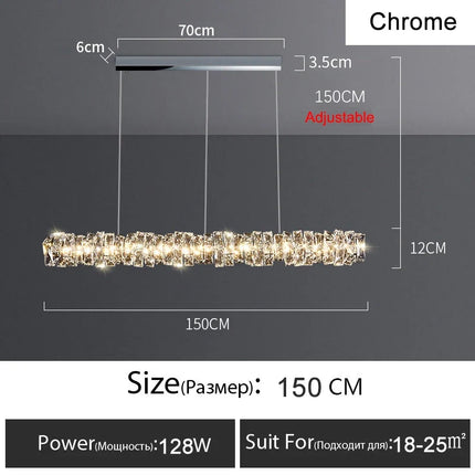 Lustre anneau LED dimmable en cristal pour intérieur moderne — LZ7XQ2