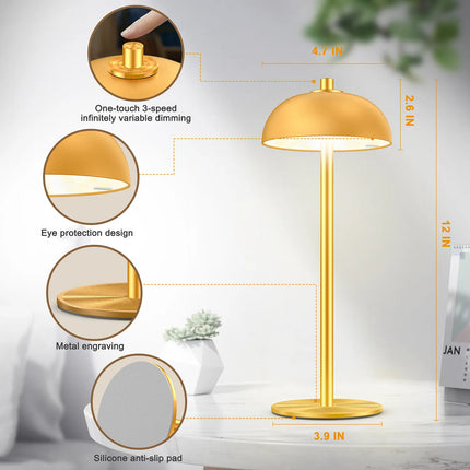 Lampe de table tactile rechargeable sans fil champignon pour chambre — LZ4M9XQ