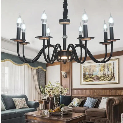 Lustre rétro en fer à 8 bougies pour intérieur — LZ4N7Q2F