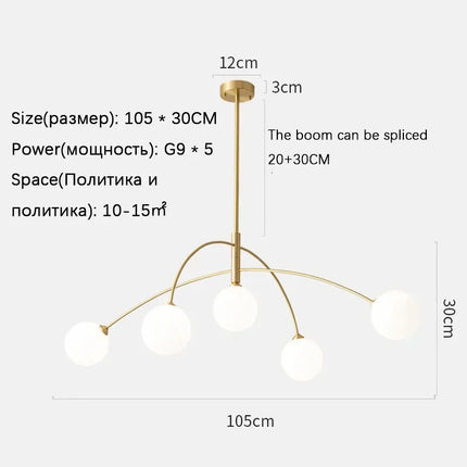 Suspension moderne en verre lait magique forme haricot — LZ4X9P2