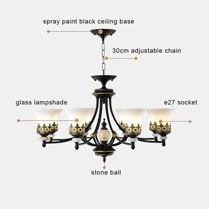 Lustre LED vintage en verre pour intérieur rétro — LZ4X9P2