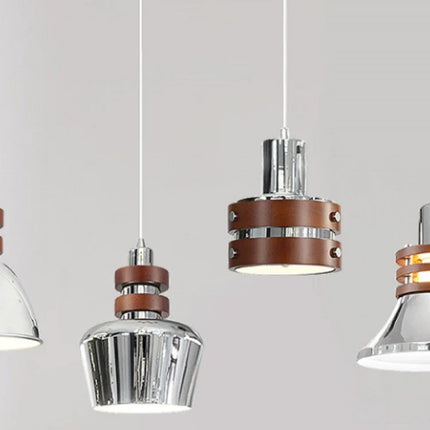 Lustre en bois massif finition argentée pour intérieur rétro et moderne — LZ4QJ7M