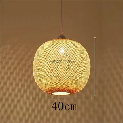 Lustre suspension LED nordique en bambou tissé à la main — LZ4XJ9