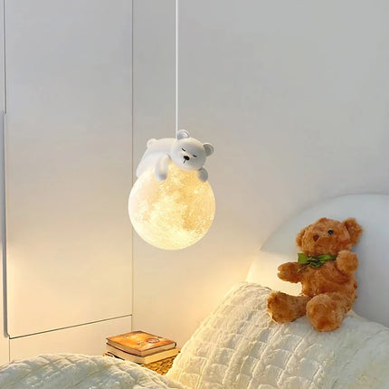 Suspension veilleuse 3D lune et lapin blanc pour enfant — LZ4N7Q