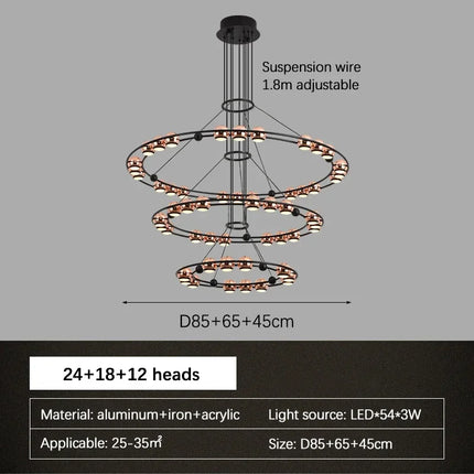 lustre led moderne en forme de haricot pour salon luxueux