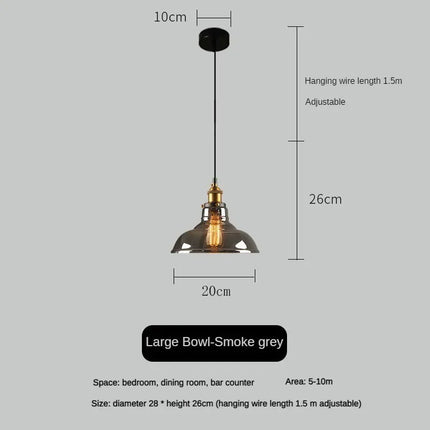 Suspension vintage en verre fumé pour loft et restaurant — LZ4X9P