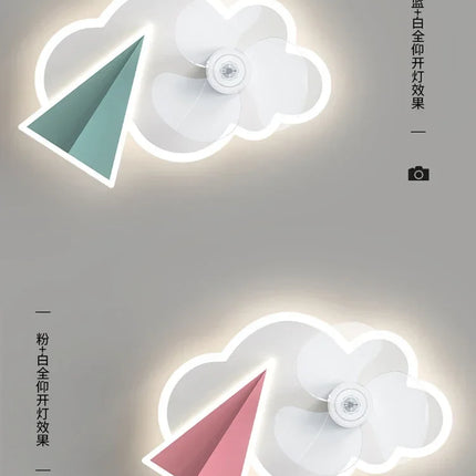 Plafonnier ventilateur avion avec lumière et télécommande pour enfants — LZ4X9T