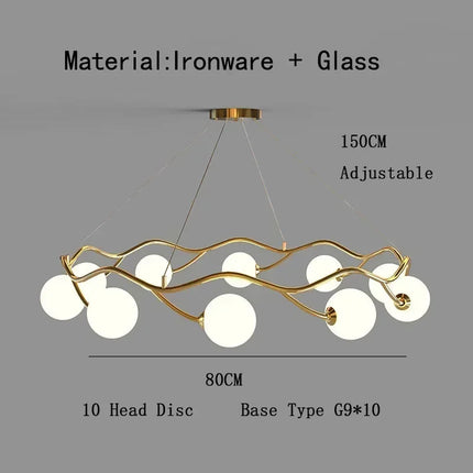 Suspension moderne en verre lait magique forme haricot — LZ4X9P2