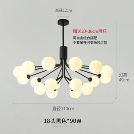 Lustre suspension en verre style nordique pour restaurant et salon — LZ4X9Q2N