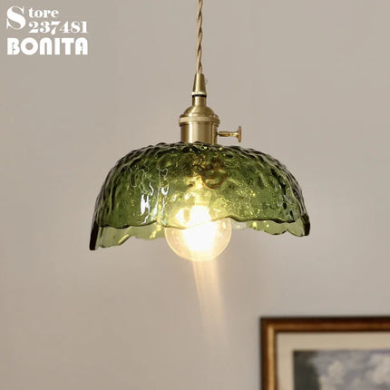 Suspension vintage en cuivre et verre pour restaurant — LZ4F9Q2