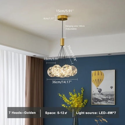 Suspension LED en verre transparent à hauteur réglable design moderne — LZ4X9P