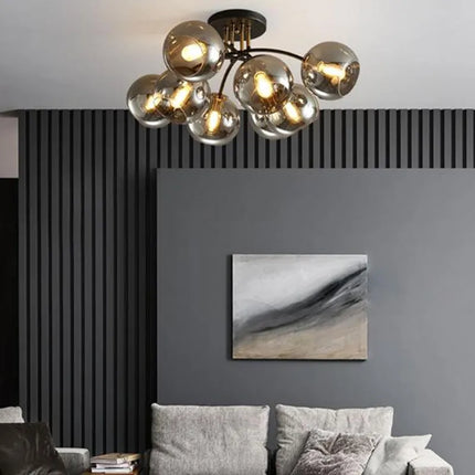 Plafonnier industriel en verre fumé pour décoration moderne — LZ4X9T
