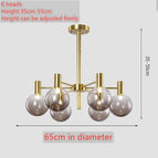 6 têtes-D65cm / Abat-jour transparent / Lumière chaude
