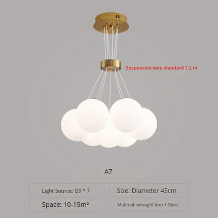 Lustre suspension nordique design planète lune avec bulles décoratives — LZ4XJ9