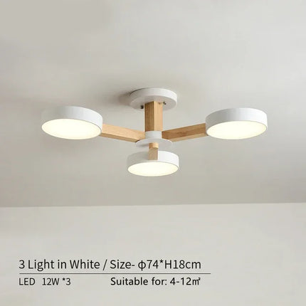 Suspension en bois moderne à 3, 6 ou 8 lumières LED pour salon et chambre — LZ4D9X