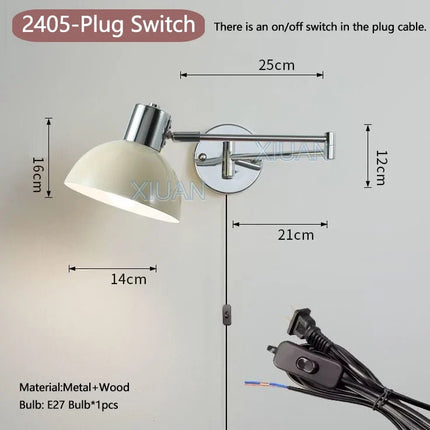 Applique murale LED à bras pivotant avec abat-jour en tissu plissé et métal — LZ4X9JQ