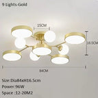 9 lumières dorées / 3 couleurs modifiables